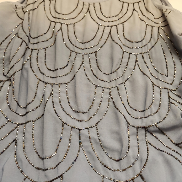 NWOT Logo Lavish Lori Goldstein Blue Ombre Beaded Sleeveless Tunic Tank top XL - Picture 7 of 10